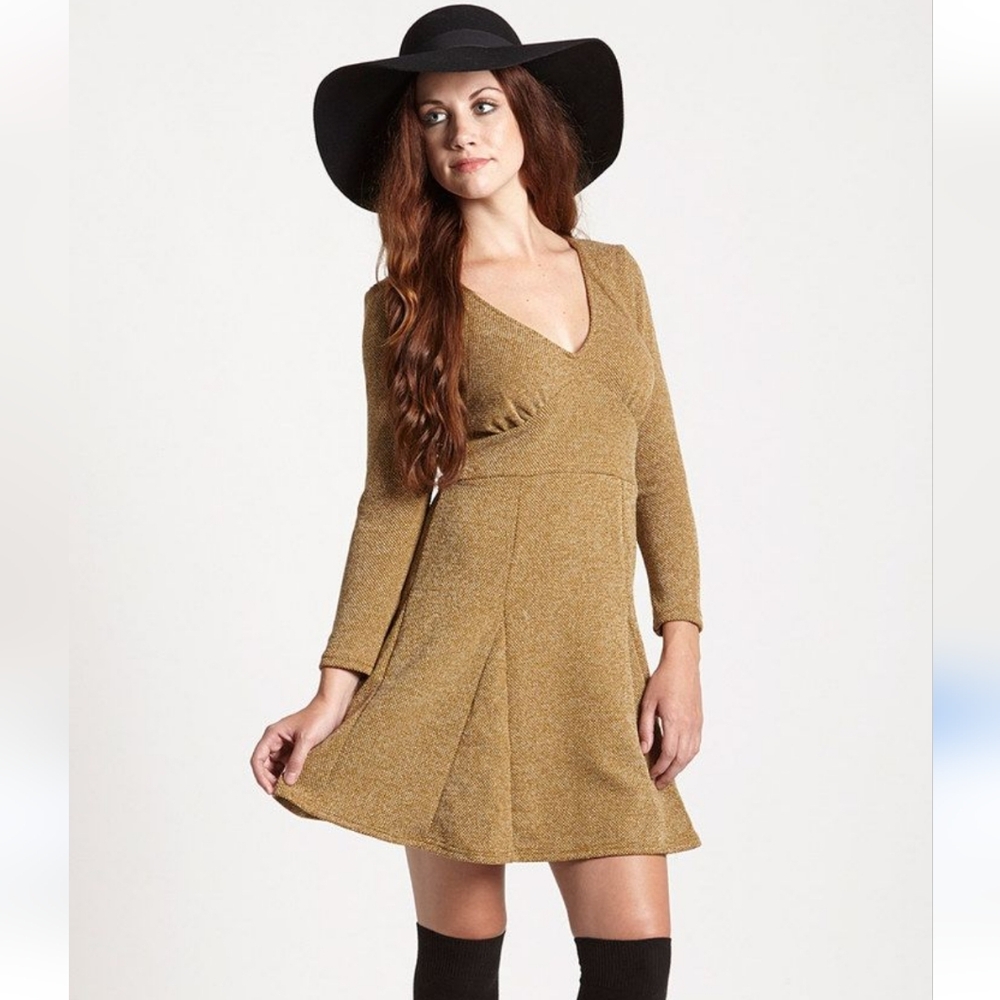 🌾 Gorgeous Free People Brown Tweed Heartbreaker Skate Dress